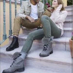 NEW Luxe De Leon Leather and Shearling Boots size 10